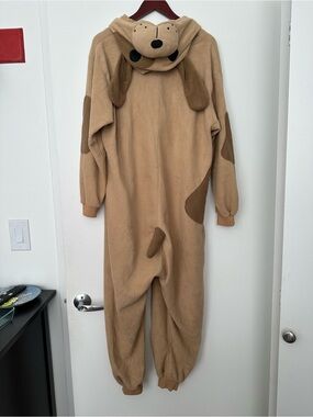 Cozy Dog Onesie Jumpsuit in Light Brown